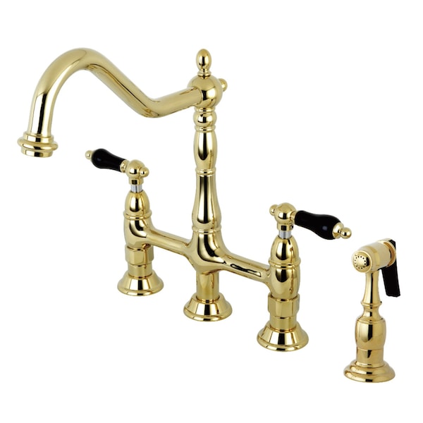 KS1272PKLBS Duchess Bridge Kitchen Faucet W/Brass Sprayer, Brass